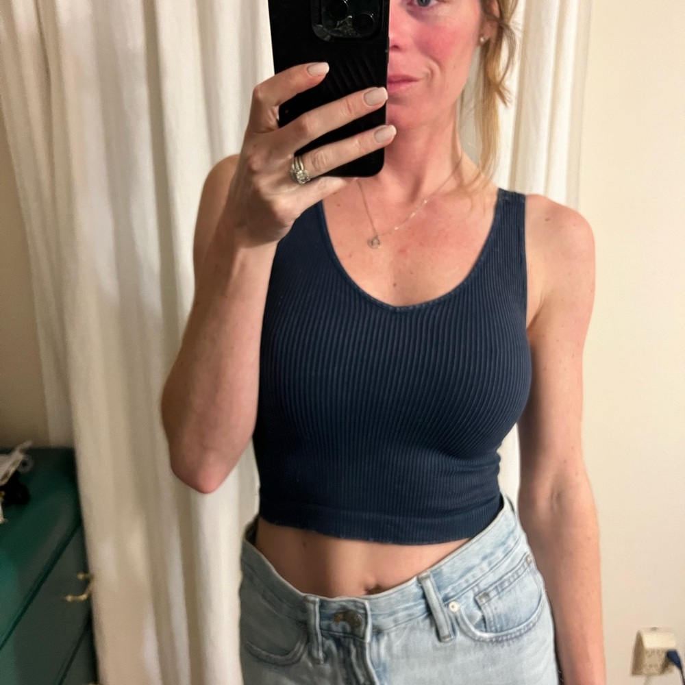 Women's Navy Ribbed Tank Top